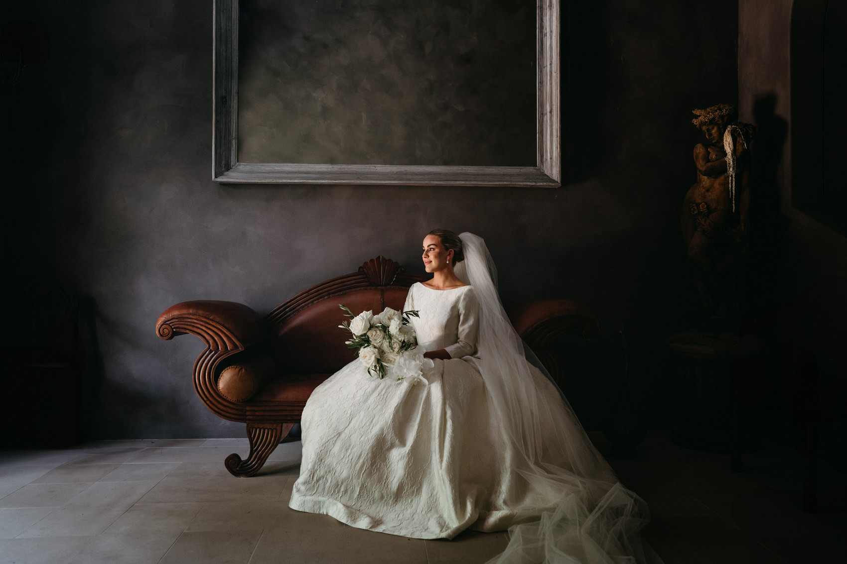 Bride sitting on chair at Victoria's Ewingsdale Byron Bay Wedding Venue